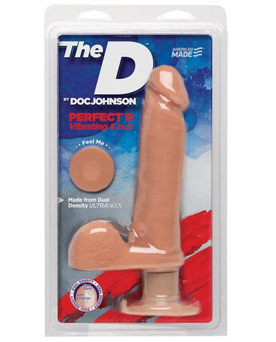 Doc Johnson The D 8" Perfect D Vibrating with Balls Vanilla Dildos