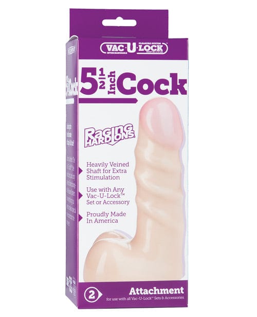 Doc Johnson Vac-U-Lock 5.5" Raging Hard On Realistic Cock - Flesh Dildos