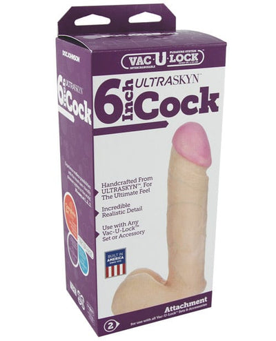 Doc Johnson Vac-U-Lock 6" Ultraskyn Cock & Balls Attachment. - White Dildos