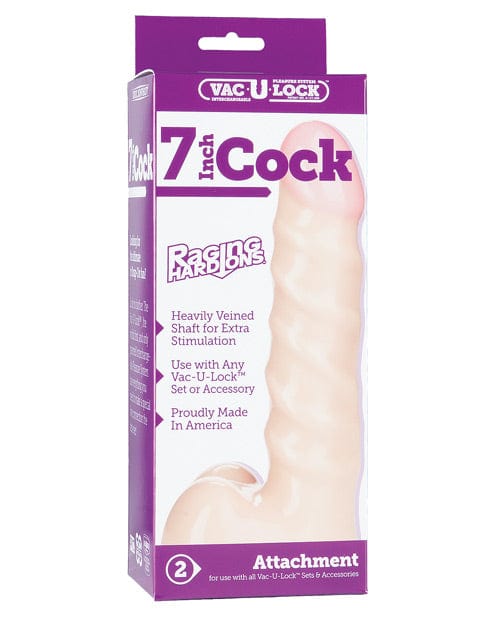 Vac-U-Lock 7" Raging Hard On Realistic Cock - White
