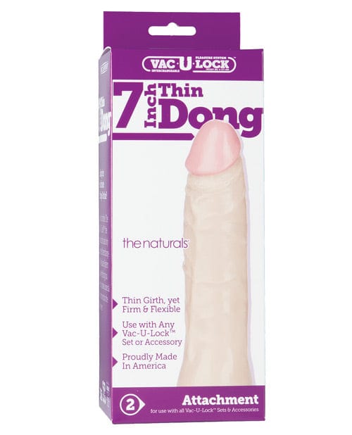 Doc Johnson Vac-U-Lock 7" Thin Dong - White Dildos