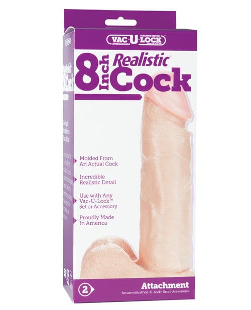 Doc Johnson Vac-U-Lock 8" Realistic White Dildos