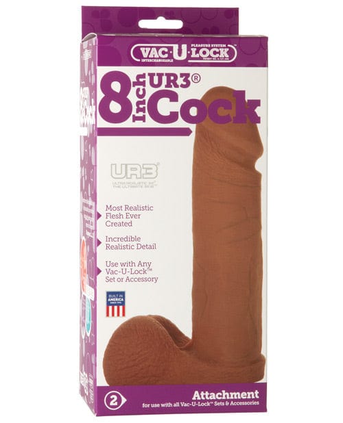 Doc Johnson Vac-U-Lock 8" Ultraskyn Cock Attachment Brown Dildos