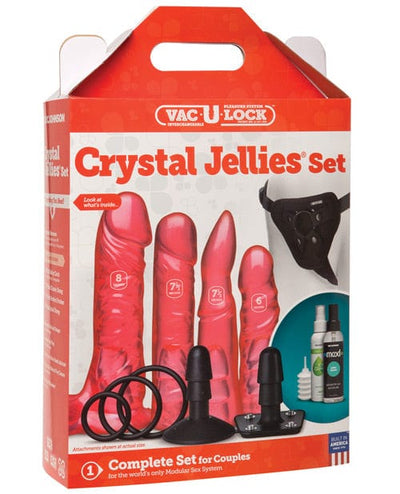 Doc Johnson Vac-U-Lock Crystal Jellies Set - Pink Dildos