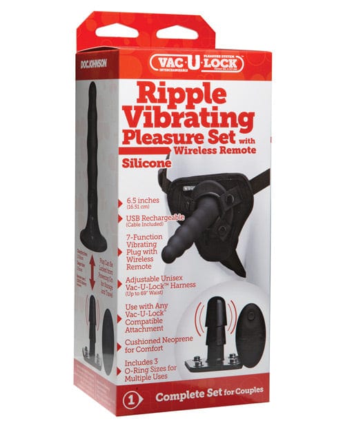 Doc Johnson Vac-U-Lock Ripple Vibrating Pleasure Set - Black Dildos