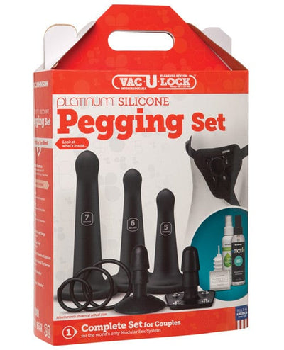 Doc Johnson Vac-U-Lock Silicone Pegging Set - Black Dildos