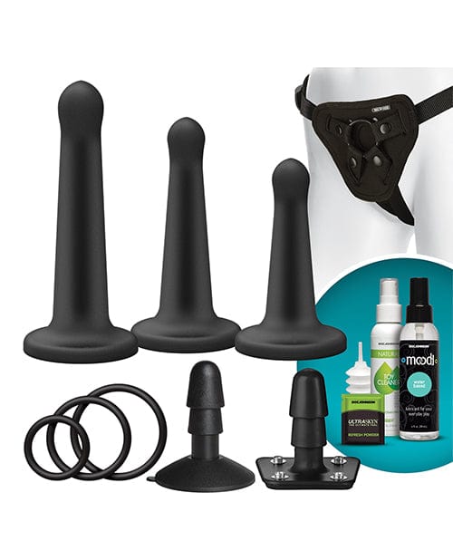 Doc Johnson Vac-U-Lock Silicone Pegging Set - Black Dildos