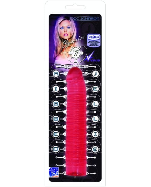 Doc Johnson Vivid 7" Pink Ribbed Jelly with Penis Head - Sunrise Dildos