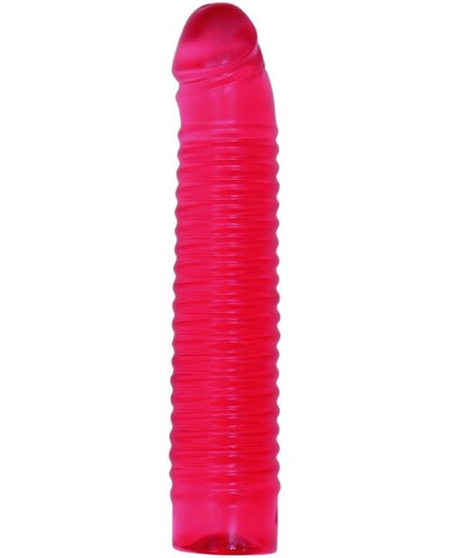 Vivid 7" Pink Ribbed Jelly with Penis Head - Sunrise