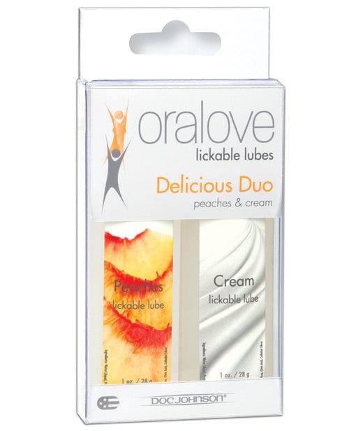 Doc Johnson Oralove Delicious Duo Flavored Lube Peaches & Cream Lubes