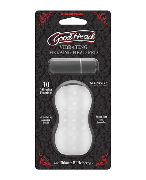 Doc Johnson GoodHead Helping Head Pro Ultraskyn Vibrating Stroker - Frost Penis Toys
