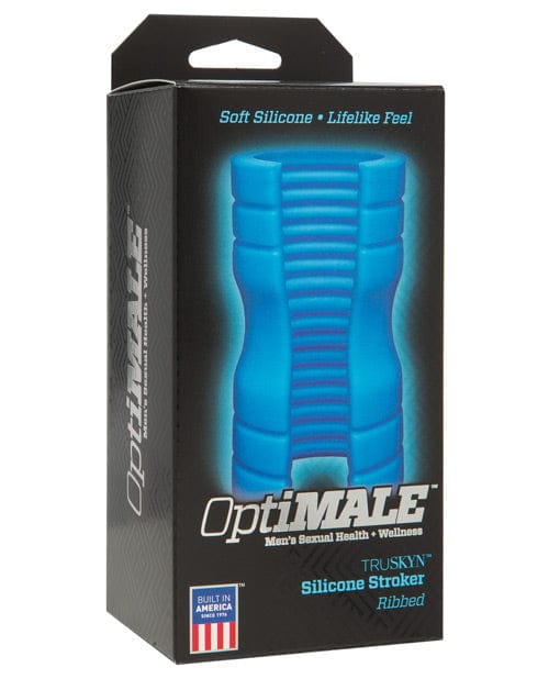 Doc Johnson OptiMALE Truskyn Silicone Stroker Ribbed - Blue Penis Toys