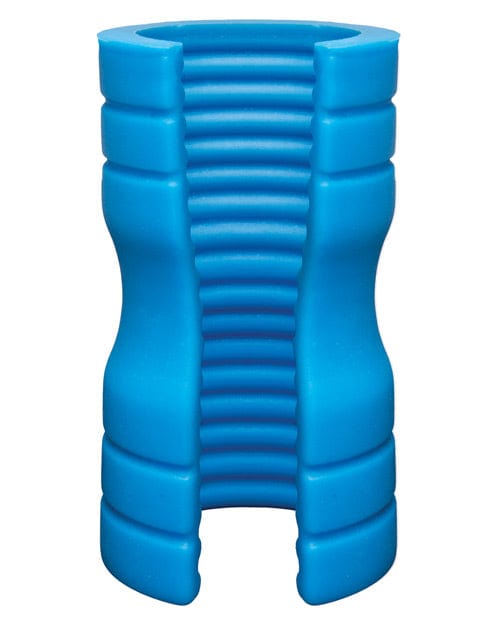 Doc Johnson OptiMALE Truskyn Silicone Stroker Ribbed - Blue Penis Toys