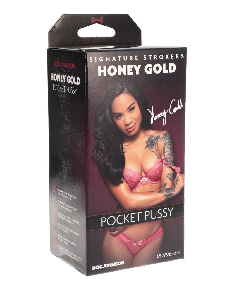 Doc Johnson Signature Strokers Ultraskyn Pocket Pussy Honey Gold Penis Toys