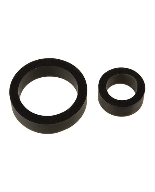 Doc Johnson TitanMen Platinum Silicone Cock Ring - Black Pack Of 2 Penis Toys