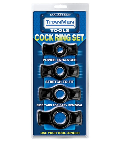 Doc Johnson TitanMen Tools Cock Ring Set Black Penis Toys