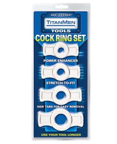 Doc Johnson TitanMen Tools Cock Ring Set Clear Penis Toys