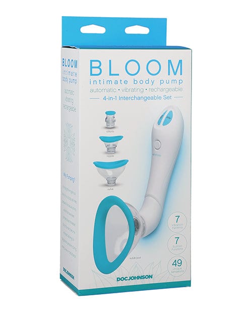 Doc Johnson Bloom Intimate Body Automatic Vibrating Rechargeable Pump White/Sky Blue Vibrators