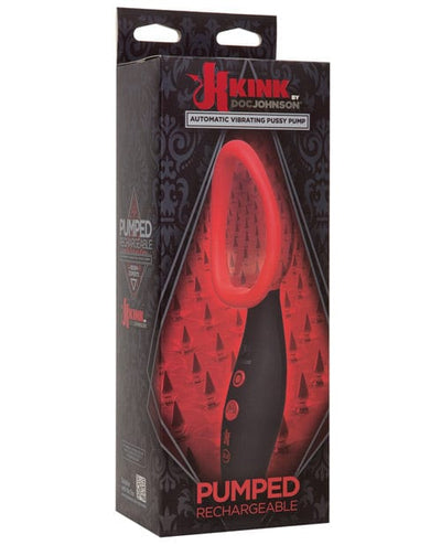 Doc Johnson Kink Pumped Rechargeable Automatic Vibrating Pussy Pump - Black-Red Vibrators