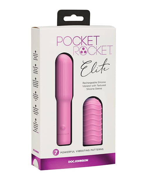 Doc Johnson Pocket Rocket Elite Rechargeable with Removable Sleeve Pink Vibrators