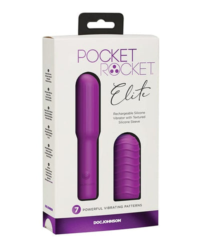 Doc Johnson Pocket Rocket Elite Rechargeable with Removable Sleeve Purple Vibrators