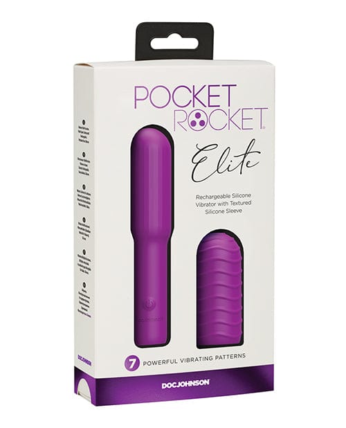 Doc Johnson Pocket Rocket Elite Rechargeable with Removable Sleeve Purple Vibrators