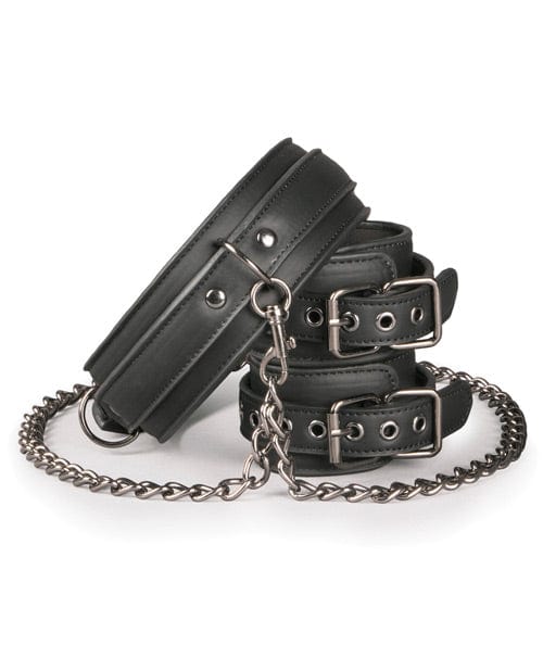 EDC Easy Toys Faux Leather Collar with Anklecuff - Black Kink & BDSM
