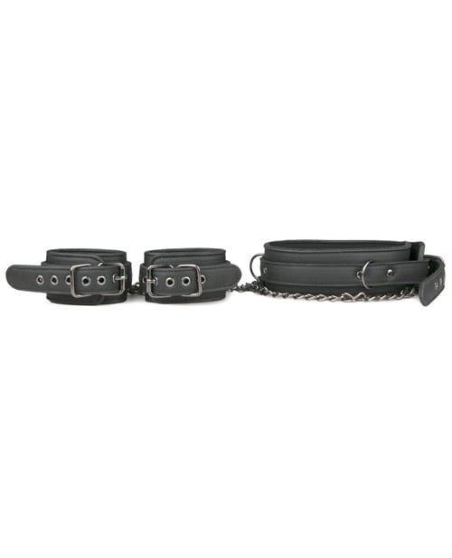 EDC Easy Toys Faux Leather Collar with Handcuffs - Black Kink &amp; BDSM