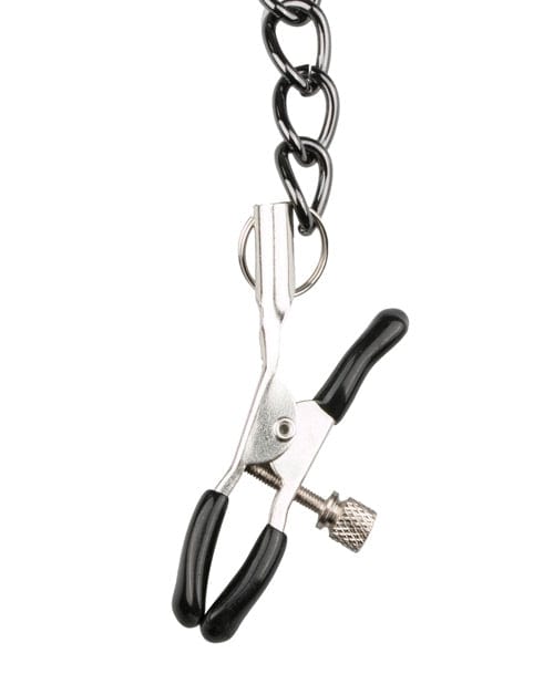 EDC Easy Toys Faux Leather Collar with Nipple Chains - Black Kink &amp; BDSM