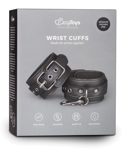 EDC Easy Toys Faux Leather Handcuffs - Black Kink &amp; BDSM