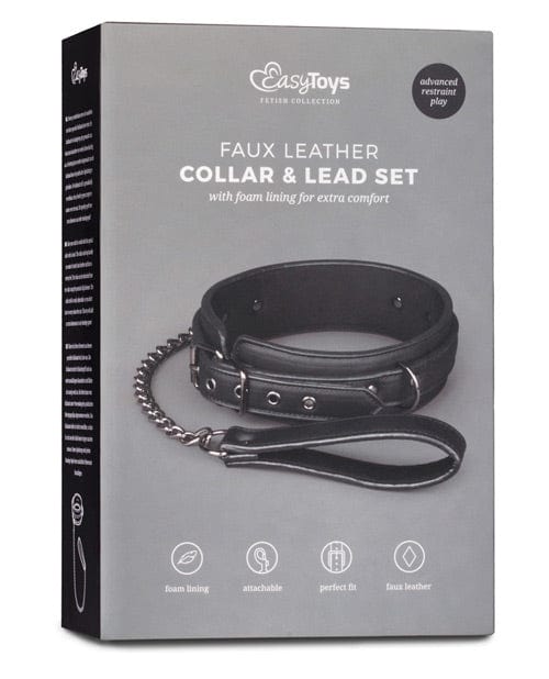EDC Easy Toys Fetish Collar with Leash - Black Kink &amp; BDSM
