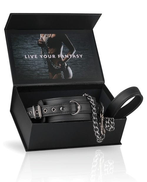 EDC Easy Toys Fetish Collar with Leash - Black Kink &amp; BDSM