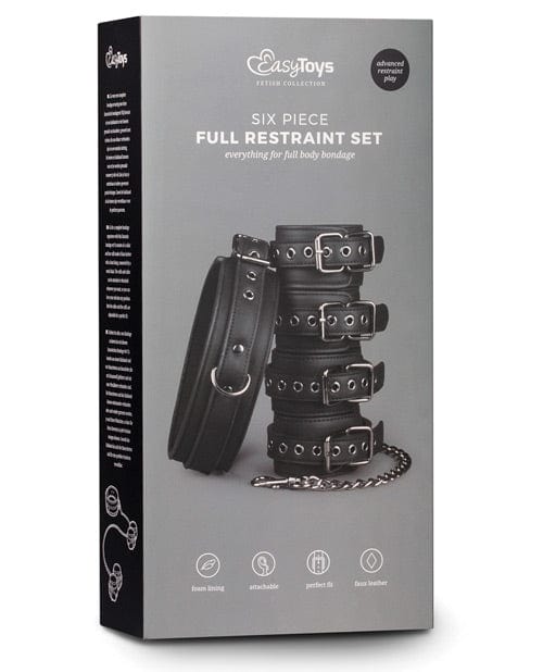 EDC Easy Toys Fetish Set with Collar, Ankle &amp; Wrist Cuffs - Black Kink &amp; BDSM