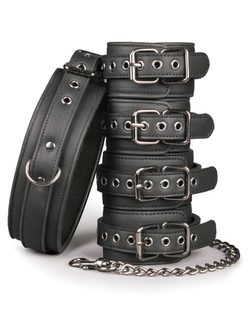 EDC Easy Toys Fetish Set with Collar, Ankle &amp; Wrist Cuffs - Black Kink &amp; BDSM
