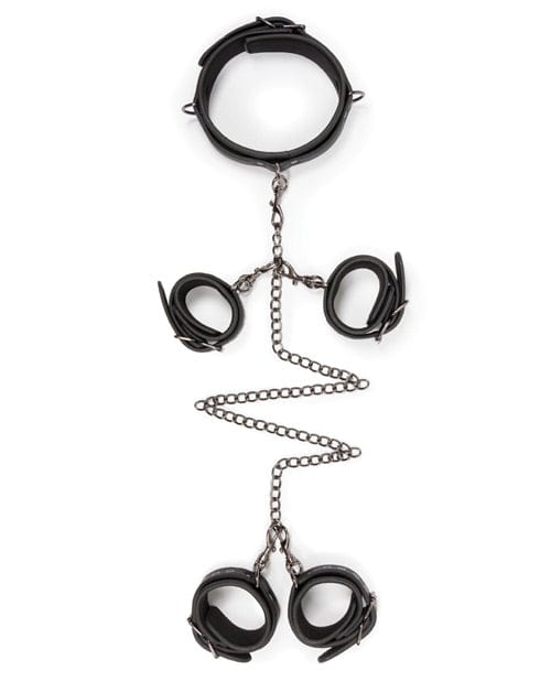 EDC Easy Toys Fetish Set with Collar, Ankle &amp; Wrist Cuffs - Black Kink &amp; BDSM