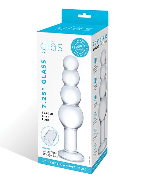 Electric Eel Glas 7.25" Glass Beaded Butt Plug - Clear Anal Toys