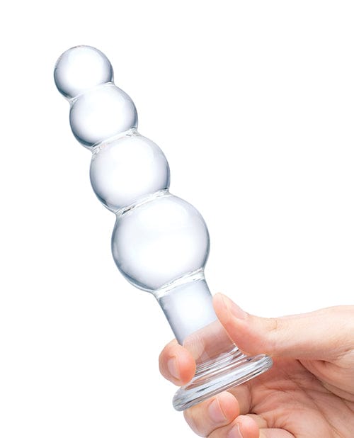Electric Eel Glas 7.25" Glass Beaded Butt Plug - Clear Anal Toys
