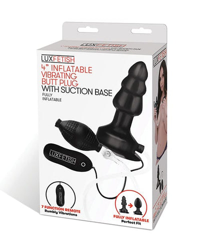 Electric Eel Lux Fetish 4" Inflatable Vibrating Butt Plug with Suction Base - Black Anal Toys