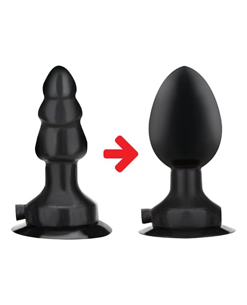 Electric Eel Lux Fetish 4" Inflatable Vibrating Butt Plug with Suction Base - Black Anal Toys