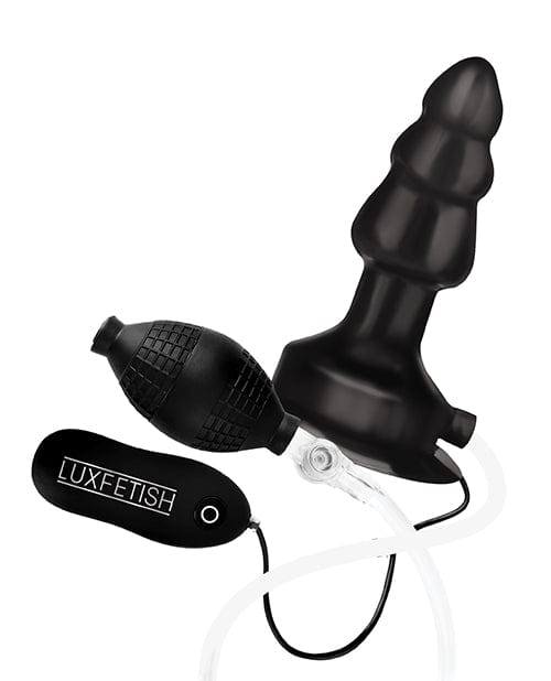 Electric Eel Lux Fetish 4" Inflatable Vibrating Butt Plug with Suction Base - Black Anal Toys