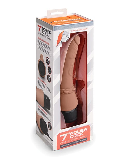 Electric Eel Powercocks 7" Slim Anal Realistic Vibrator Mocha Anal Toys