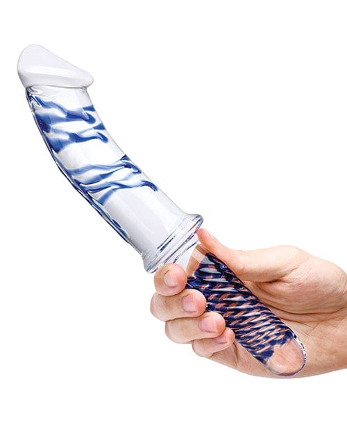 Electric Eel Glas 11" Realistic Double Ended Glass Dildo W-handle - Blue Dildos
