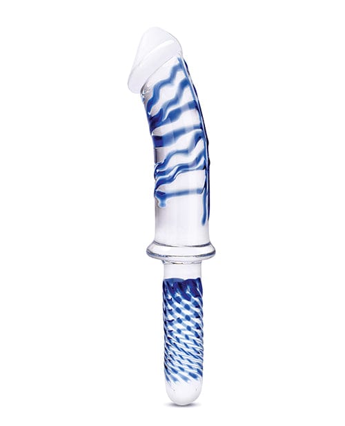 Electric Eel Glas 11" Realistic Double Ended Glass Dildo W-handle - Blue Dildos