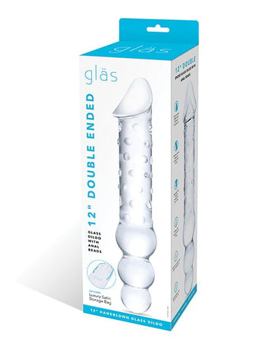 Electric Eel Glas 12" Double Ended Glass Dildo W-anal Beads - Clear Dildos