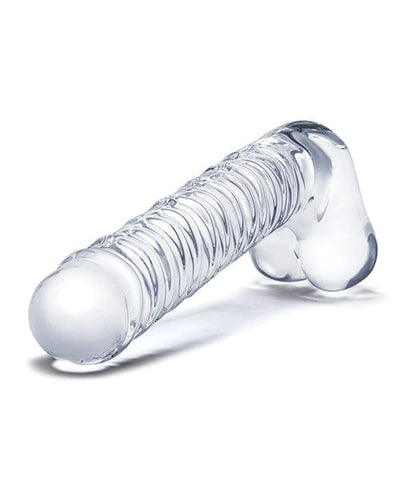 Electric Eel Glas 8" Realistic Ribbed Glass G-spot Dildo W-balls - Clear Dildos