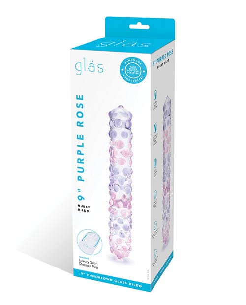 Electric Eel Glas 9" Purple Rose Nubby Glass Dildo - Purple-pink Dildos