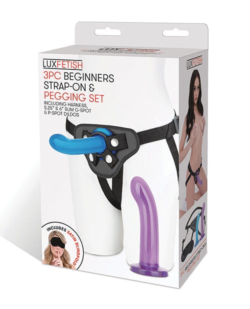 Electric Eel Lux Fetish 3 Piece Beginners Strap On &amp; Pegging Set - Multi Color Dildos