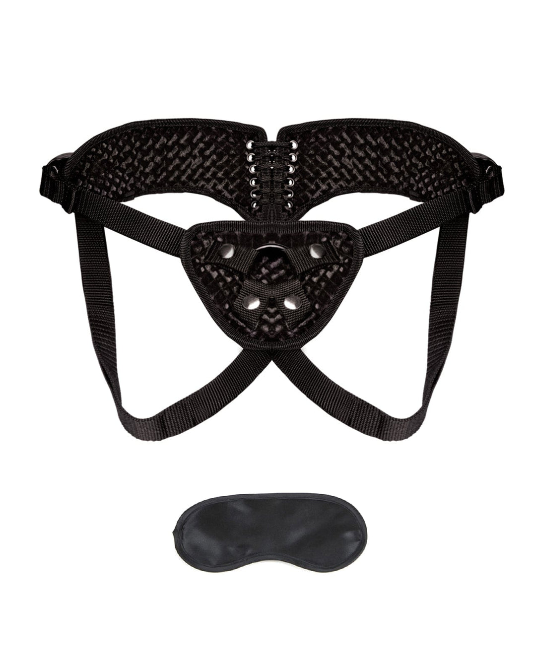 Electric Eel Lux Fetish Diamond Velvet Strap-on Corset - Black Dildos