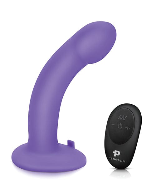 Electric Eel Pegasus 6" Rechargeable Curved Peg with Adjustable Harness & Remote Set - Purple Dildos