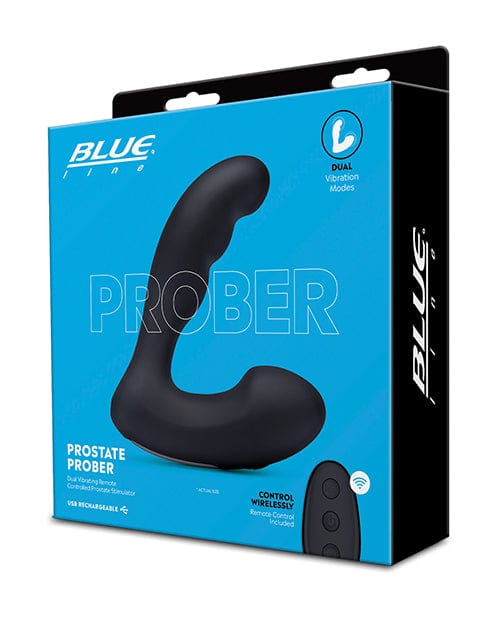 Electric Eel INC Blue Line Vibrating Prostate Prober W-remote - Black Anal Toys